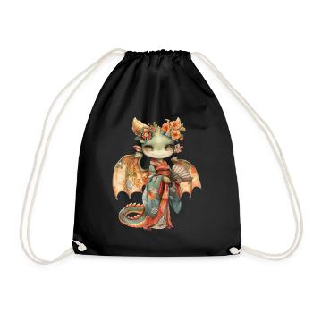 Drache Geish Japanisch Kawaii - Turnbeutel - Schwarz - Vorne
