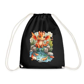 Dragon Koi Poisson Japonais Kawaii - Sac de sport léger - noir - Devant