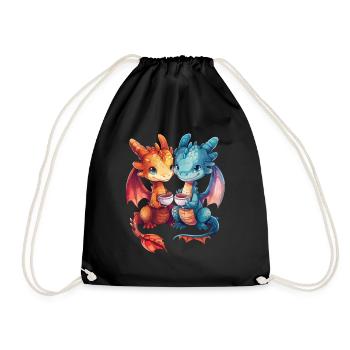 Cérémonie du thé du dragon Kawaii japonais - Sac de sport léger - noir - Devant