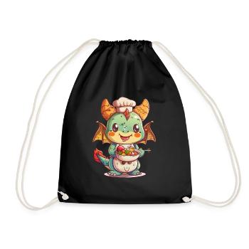Dragon Ramen Japanese Kawaii - Drawstring Bag - black - Front