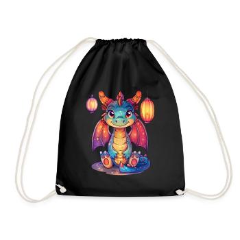 Drachenlaternenfest Japanisch Kawaii - Turnbeutel - Schwarz - Vorne