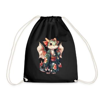 Dragon Kimono Japanese Kawaii - Drawstring Bag - black - Front