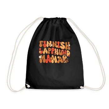 Finnish Lapphund Groovy Lapphund Mom - Drawstring Bag - black - Front