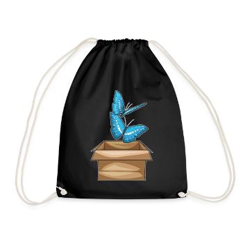 Butterfly Cardboard - Drawstring Bag - black - Front