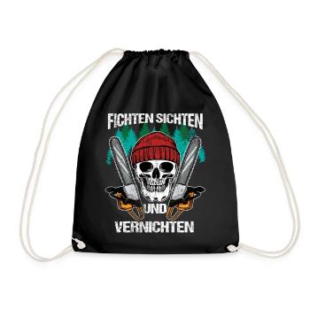 Spruce Sifting Destroying Tree Cutters Lumberjacks - Drawstring Bag - black - Front