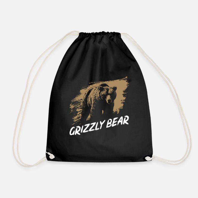 Grizzly Bear Brown Bear - Drawstring Bag - black