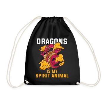 T-shirt Dragon Conte de fées Dragon Kanji japonais - Sac de sport léger - noir - Devant