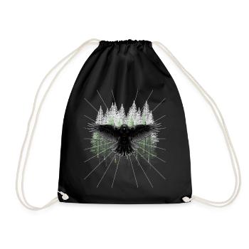Forest Wildlife Crow Raven Raven Woodland Animals Dark - Drawstring Bag - black - Front