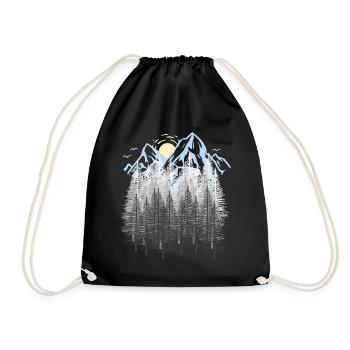 Montagnes, Nature, Montagnes, Forêt, Forêt de conifères, sapins, Brerg - Sac de sport léger - noir - Devant