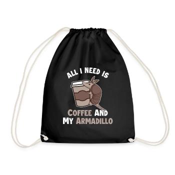 Coffee and my Armadillo Pink Fairy Cingulata - Drawstring Bag - black - Front