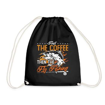 Pêche à la mouche d’abord Le café puis La chasse au poisson - Sac de sport léger - noir - Devant