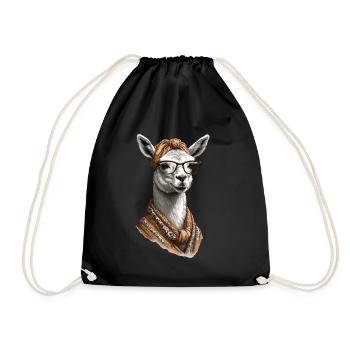 Llama Loving Mom Funny Design Alpaca - Drawstring Bag - black - Front