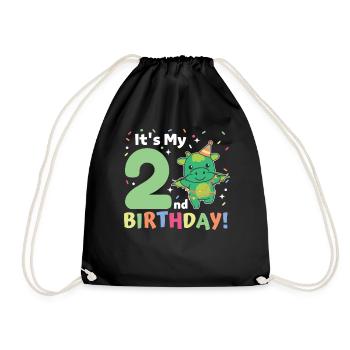 Drache zum 2. Geburtstag Kinder zwei Jahre alt - Turnbeutel - Schwarz - Vorne