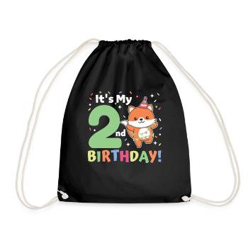 Fuchs zum 2. Geburtstag Kinder zwei Jahre alt - Turnbeutel - Schwarz - Vorne