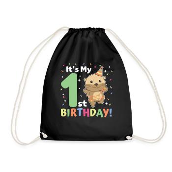 Loutre pour le 1er anniversaire pour les enfants d’un an - Sac de sport léger - noir - Devant
