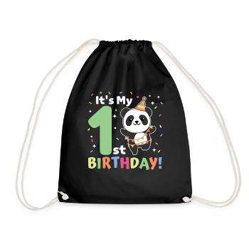 Panda for 1st birthday for children one year old - Drawstring Bag - black - Front