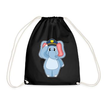 Elephant Policeman Police - Drawstring Bag - black - Front