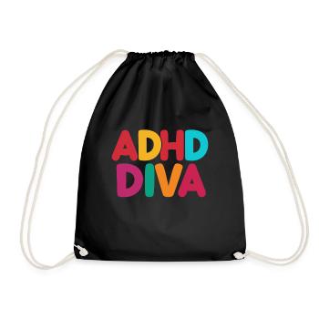 ADHD Humor And Awareness Design - Drawstring Bag - black - Front