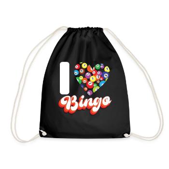Bingo Player Heart I Love Bingo - Drawstring Bag - black - Front
