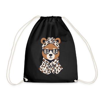 Funny Mom Bear Mother Bear Bear Lover - Drawstring Bag - black - Front