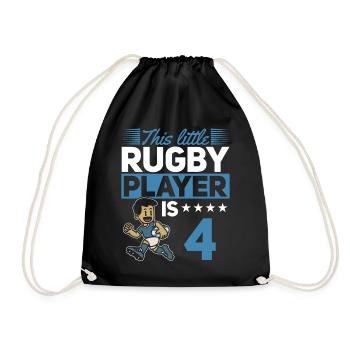 4th Birthday Kids Rugby Player - Drawstring Bag - black - Front