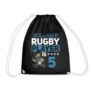 5th Birthday Kids Rugby Player - Drawstring Bag - black - Front