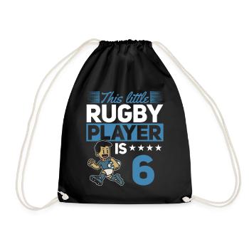 6th Birthday Kids Rugby Player - Drawstring Bag - black - Front