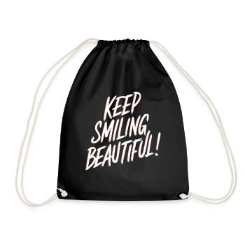 Keep Smiling Beautiful Positive Affirmation - Drawstring Bag - black - Front