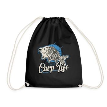 Carp Fishing Carp Life Loves Fishing Rod Fisherman - Drawstring Bag - black - Front