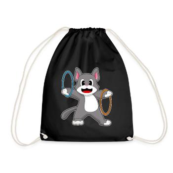 Katze Fitnessreifen Workout Gymnastik - Turnbeutel - Schwarz - Vorne