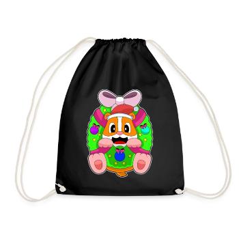 Hamster Christmas Hair Bow - Drawstring Bag - black - Front