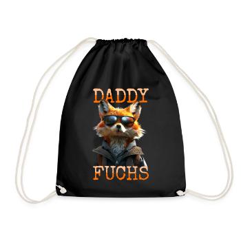Daddy Fox Dad Dad Father Foxes Father's Day Fox - Drawstring Bag - black - Front