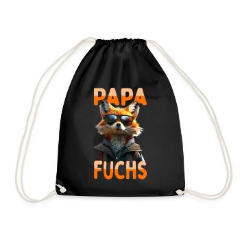 Dad Fox Daddy Dad Father Foxes Father's Day Fox - Drawstring Bag - black - Front