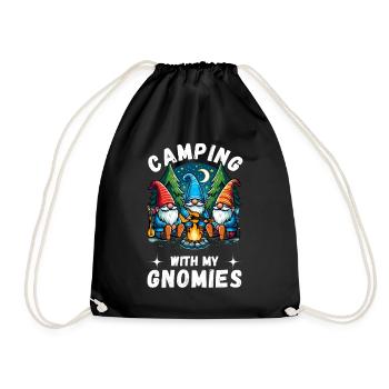 Camping Camper Campingplatz Gartenzwerge Wohnwagen - Turnbeutel - Schwarz - Vorne