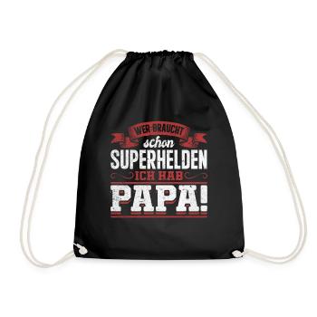 Superheld Papa Besser als jeder Comic-Held - Turnbeutel - Schwarz - Vorne