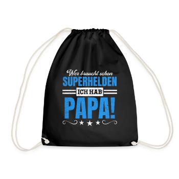 Superheld Papa Besser als jeder Comic-Held - Turnbeutel - Schwarz - Vorne