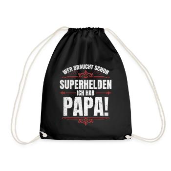 Superheld Papa Besser als jeder Comic-Held - Turnbeutel - Schwarz - Vorne