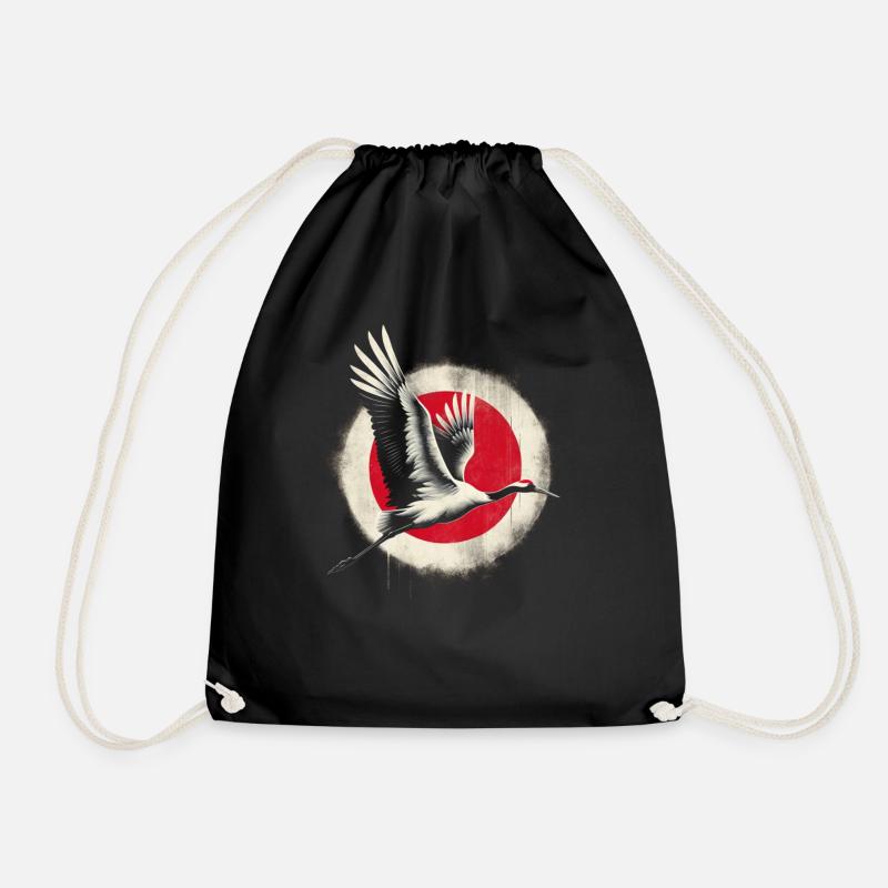 Drapeau de la grue japonaise - Sac de sport léger - noir