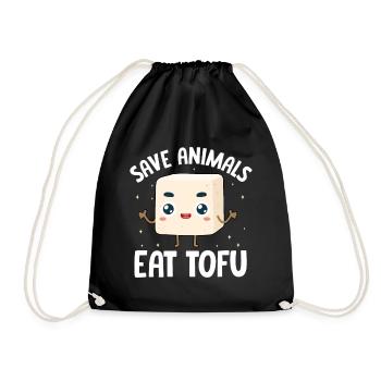 Vegan Vegetarier Design für einen Tofu Fan - Turnbeutel - Schwarz - Vorne