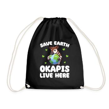 Rettet die Erde Okapis leben hier Earth Day - Turnbeutel - Schwarz - Vorne