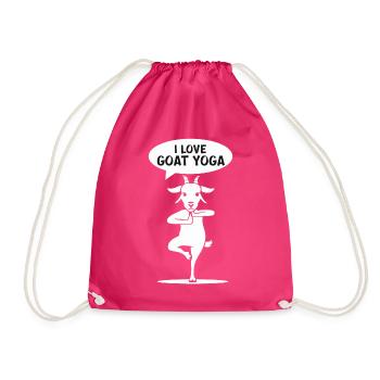 I love goat yoga, balance & harmony - Drawstring Bag - fuchsia - Front