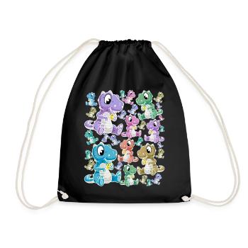 Dino Dinos Dinosaur Dragon Dragon Kids Child - Drawstring Bag - black - Front