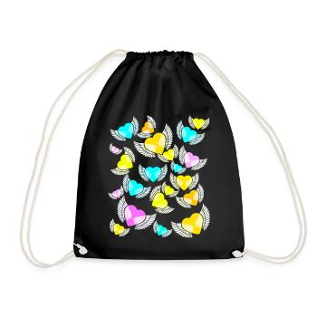 Ailes, coeurs, coeurs, amour, Saint-Valentin, Saint-Valentin - Sac de sport léger - noir - Devant