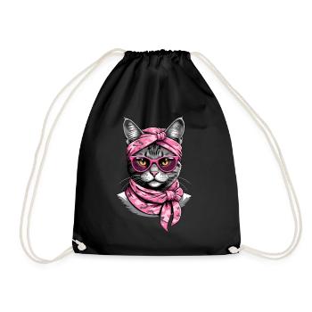 Cute Cat Mom Cat Lover Mom Style - Drawstring Bag - black - Front
