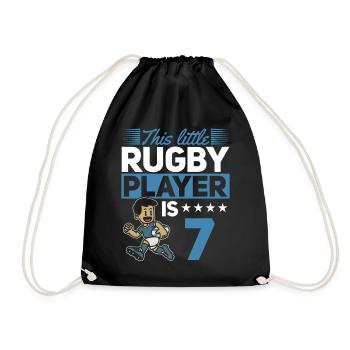 7th Birthday Kids Rugby Player - Drawstring Bag - black - Front