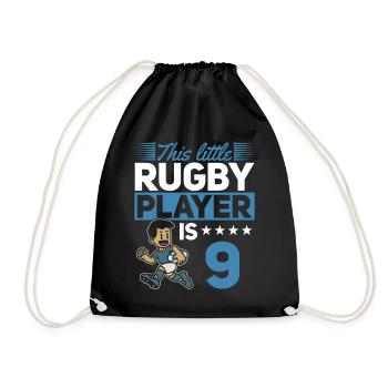 9th Birthday Kids Rugby Player - Drawstring Bag - black - Front