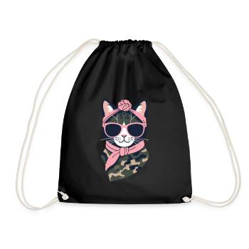 Cute Cat Mom Cat Lover Mom Style - Drawstring Bag - black - Front