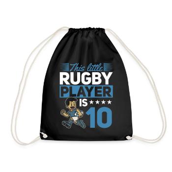 10th Birthday Kids Rugby Player - Drawstring Bag - black - Front