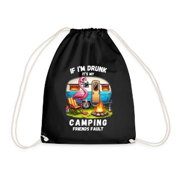 Camping Flamingo Freunde Party Campingplatz Lustig - Turnbeutel - Schwarz - Vorne