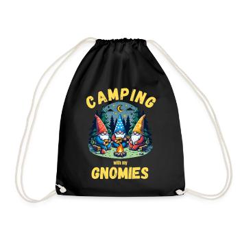 Camping Garden Gnomes Campsite Campfire Fun - Drawstring Bag - black - Front